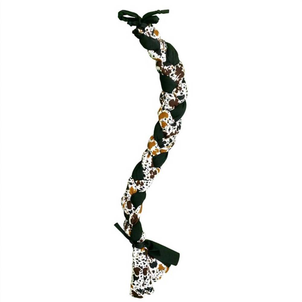 NEW SHOWMAN braid-in lycra horses tail bag in cow print